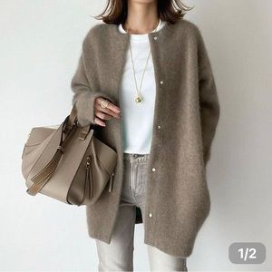 Coffee long sleeve button front cardigan